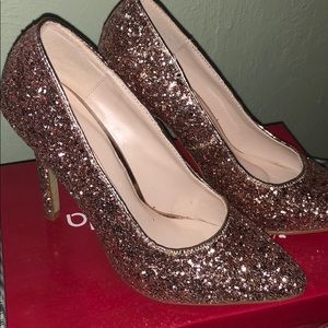 Rose gold glittery heels